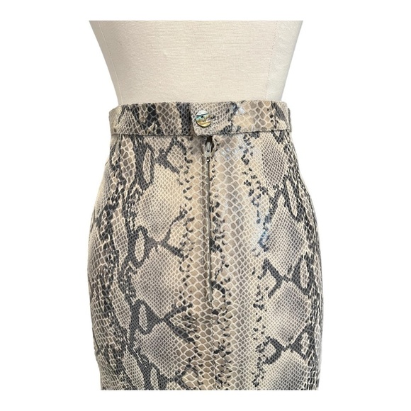 Helen Yarmak genuine vera pelle leather snakeskin print skirt, size 8 - Picture 7 of 14